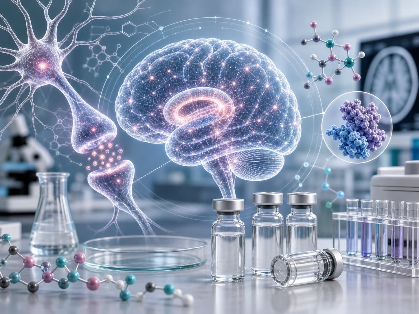 Peptide research visual for cognitive and neuroscience topics