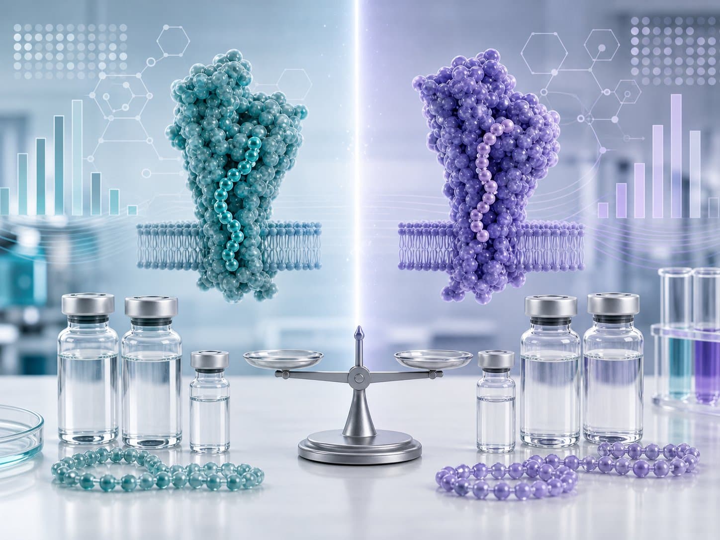 Peptide research visual comparing two peptide options